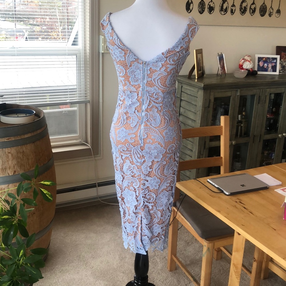 Boohoo Baby Blue Bodycon Midi Cocktail Dress View 2